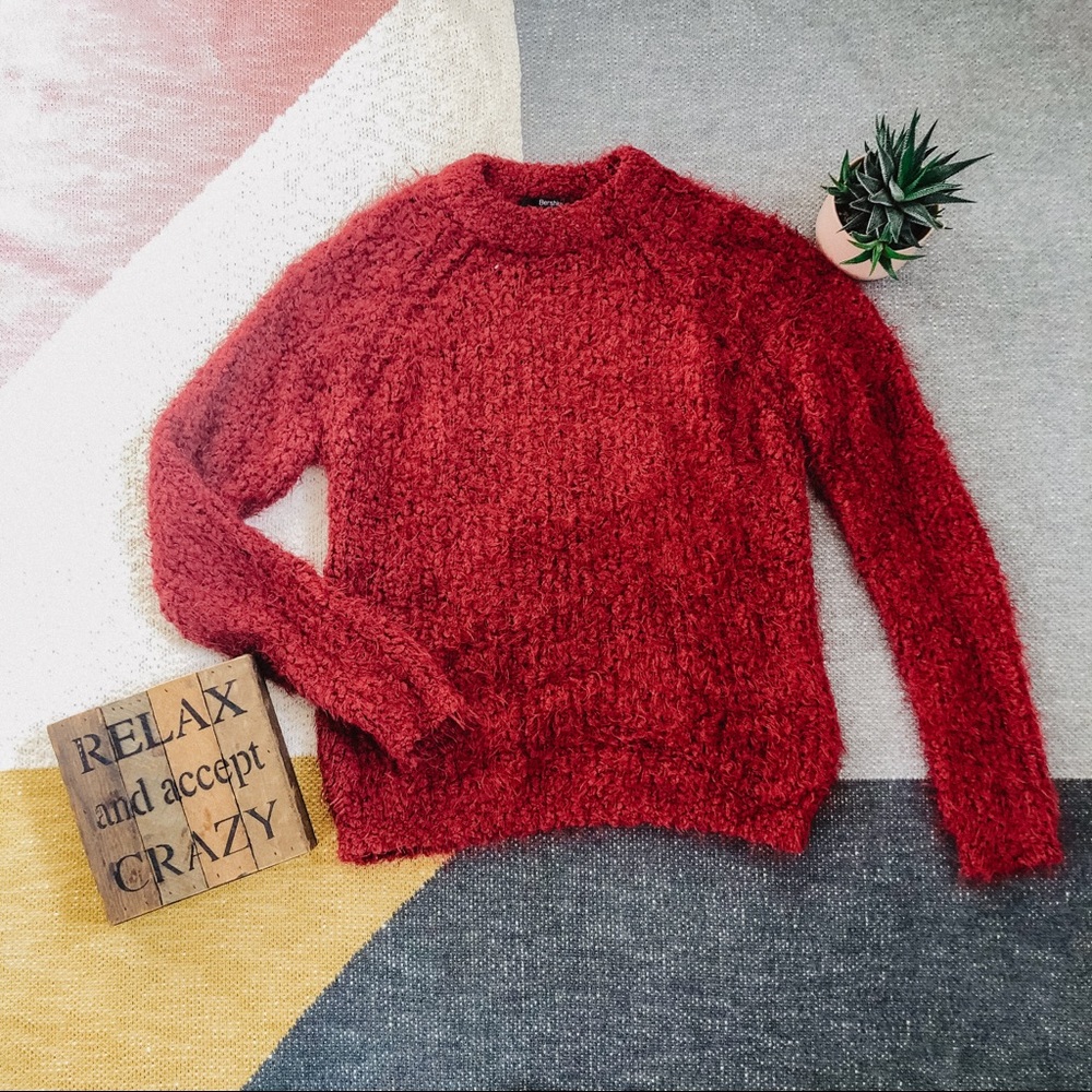 Fuzzy red Bershka sweater